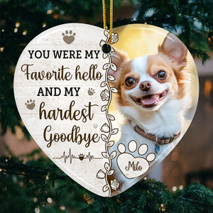 Custom Photo My Best Friend And A True Hero - Memorial Personalized Custom Ornament - Ceramic Heart Shaped - Christmas Gift, Sympathy Gift For Pet Owners, Pet Lovers