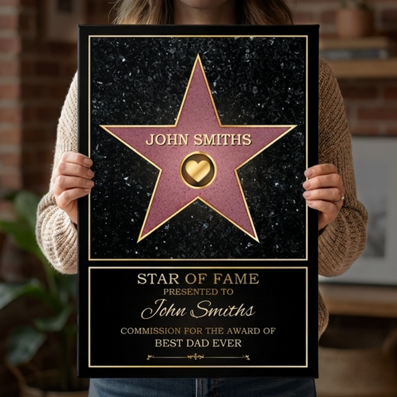 Dad Star Of Fame - Family Personalized Custom Vertical Canvas - Mother's Day, Father's Day Birthday Gifts For Mom, Dad