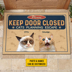 Custom Photo Pets Planning Escape - Dog & Cat Personalized Custom Decorative Mat - Gift For Pet Owners, Pet Lovers