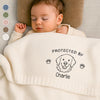 Custom Embroidered Knitted Baby Blanket - Personalized Baby Shower, Gender Reveal Gifts For New Moms, New Dads, New Parents, Dog Dad And Mom - Tiny Hands Big Dreams Ahead