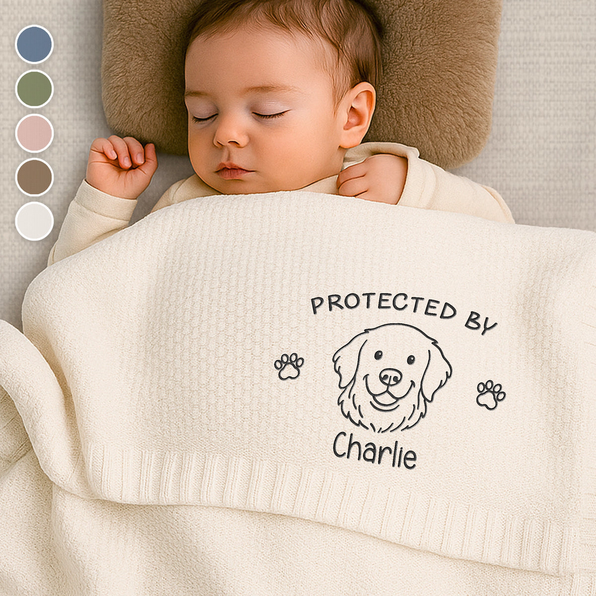 Custom Embroidered Knitted Baby Blanket - Personalized Baby Shower, Gender Reveal Gifts For New Moms, New Dads, New Parents, Dog Dad And Mom - Tiny Hands Big Dreams Ahead