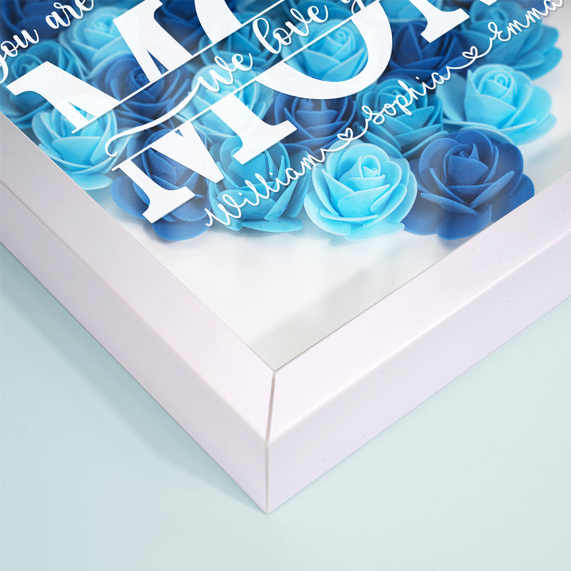 You Are The Heart Of Our Family - Family Personalized Custom Flower Shadow Box - Mother's Day, Gift For Mom, Grandma