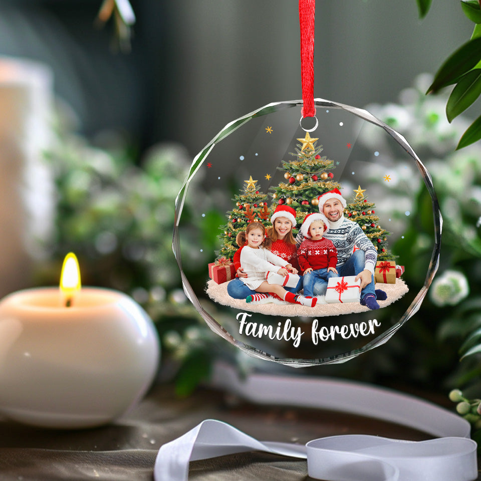 All I Want For Christmas Is To Be With My Family - Family Personalized Custom Circle Glass Ornament Christmas Gift For Family Members