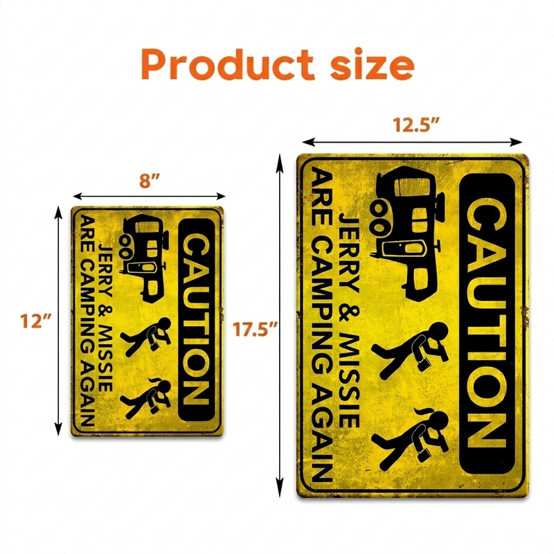 Camping Caution - Personalized Camping Metal Sign