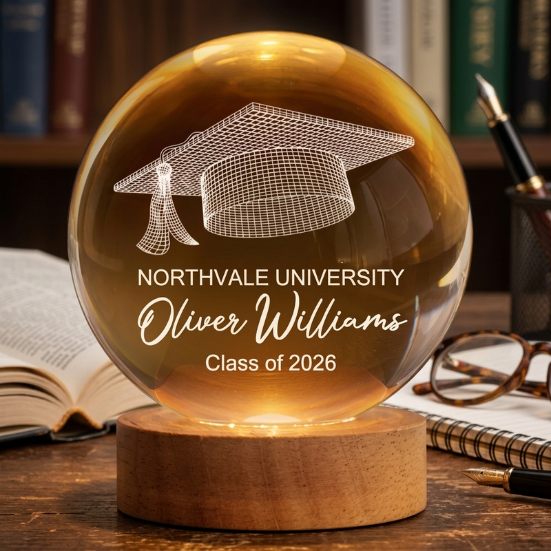 Custom Crystal Globe Lamp - Personalized Graduation Gifts For Him, Her  - Hard Work Paid Off