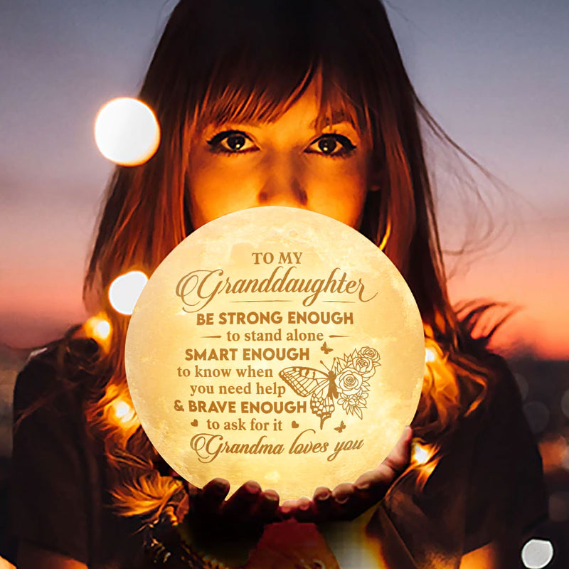 Brave Enough To Ask For Help - Moon Lamp - To My Granddaughter, Gift For Granddaughter, Granddaughter Gift From Grandma, Birthday Gift For Granddaughter, Christmas Gift