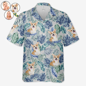 Colorful Tropical Leaves And Pet - Dog & Cat Personalized Custom Unisex Hawaiian Shirt - Upload Image, Dog Face, Cat Face - Summer Vacation Gift, Gift For Pet Owners, Pet Lovers