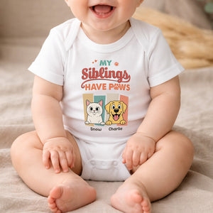 Custom First Mother's Day Baby Onesie - Personalized Baby Shower, Gender Reveal Gifts For New Moms, New Dads, New Parents, Dog Cat Lovers - My Siblings Have Paws
