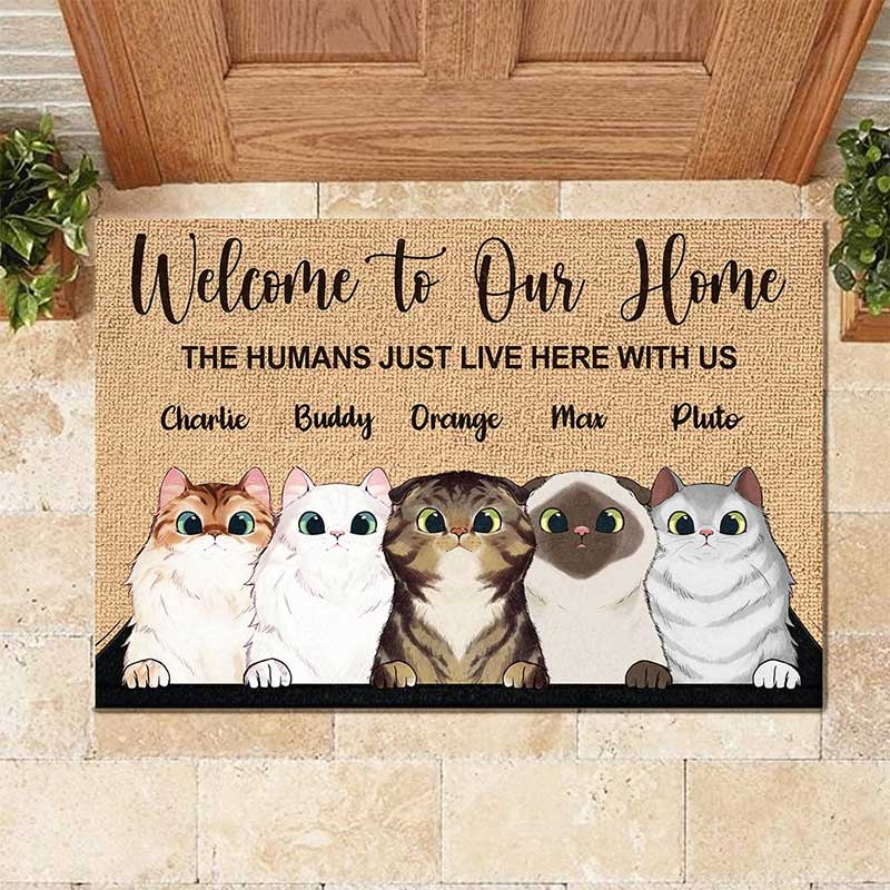 Welcome To The Pet Home - Funny Personalized Pet Decorative Mat, Doormat (Cat & Dog) (TW)