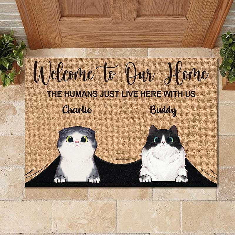 Welcome To The Pet Home - Funny Personalized Pet Decorative Mat, Doormat (Cat & Dog) (TW)