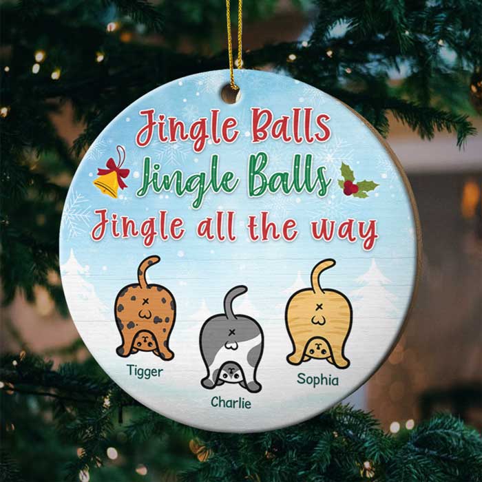 Jingle Balls - Jingle Balls - Jingle All The Way - Personalized Custom Round Shaped Wood Christmas Ornament