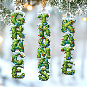 Custom Pine Tree Letter Wooden Ornament - Personalized Christmas Birthday Gifts For Mom, Dad, Brother, Sister, Kids - Evergreen Hearts