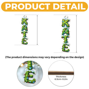 Custom Pine Tree Letter Wooden Ornament - Personalized Christmas Birthday Gifts For Mom, Dad, Brother, Sister, Kids - Evergreen Hearts