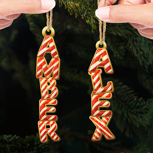 Custom Candy Cane Letter Wooden Ornament - Personalized Christmas Birthday Gifts For Mom, Dad, Brother, Sister, Kids - Sweet Names, Sweeter Memories