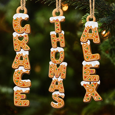 Custom Gingerbread Letter Wooden Ornament - Personalized Christmas Birthday Gifts For Mom, Dad, Brother, Sister, Kids - Handmade Happiness, One Letter At A Time