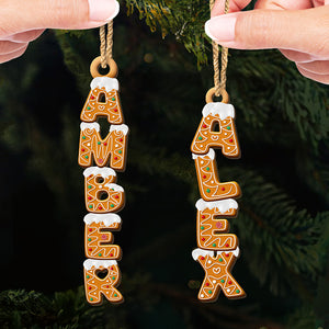 Custom Gingerbread Letter Wooden Ornament - Personalized Christmas Birthday Gifts For Mom, Dad, Brother, Sister, Kids - Handmade Happiness, One Letter At A Time