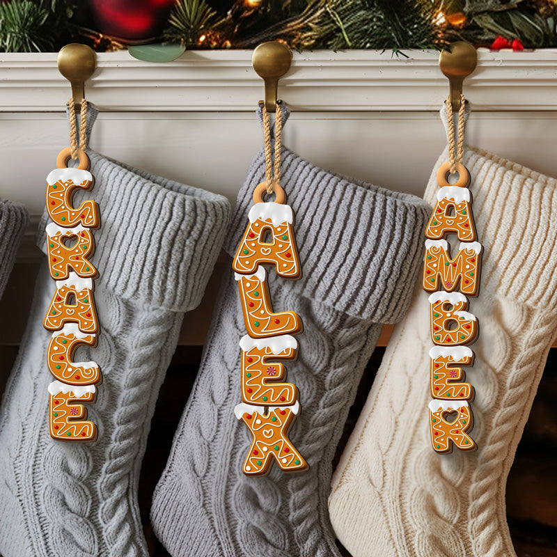 Custom Gingerbread Letter Wooden Ornament - Personalized Christmas Birthday Gifts For Mom, Dad, Brother, Sister, Kids - Handmade Happiness, One Letter At A Time