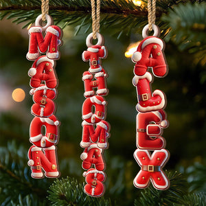 Custom Santa Suit Letter Wooden Ornament - Personalized Christmas Birthday Gifts For Mom, Dad, Brother, Sister, Kids - The Claus Family Starter Pack