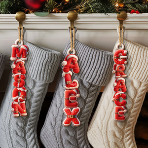 Custom Santa Suit Letter Wooden Ornament - Personalized Christmas Birthday Gifts For Mom, Dad, Brother, Sister, Kids - The Claus Family Starter Pack