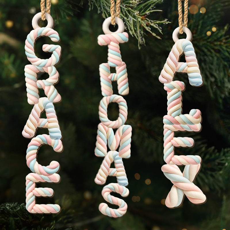 Custom Marshmallow Letter Wooden Ornament - Personalized Christmas Birthday Gifts For Mom, Dad, Brother, Sister, Kids - A Dash Of Sweetness, A Lot Of Love