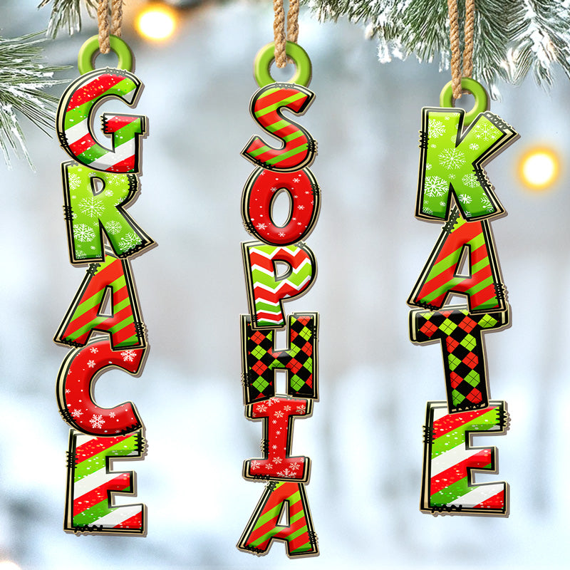 Custom Green Christmas Letter Wooden Ornament - Personalized Christmas Birthday Gifts For Mom, Dad, Brother, Sister, Kids - The Perfect Pop Of Festive Fun