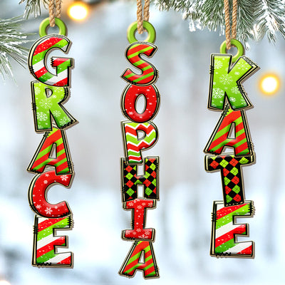 Custom Green Christmas Letter Wooden Ornament - Personalized Christmas Birthday Gifts For Mom, Dad, Brother, Sister, Kids - The Perfect Pop Of Festive Fun