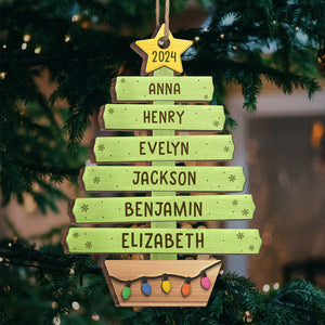 L'amour fait la famille - Décoration de Noël personnalisée pour la famille - Forme en bois personnalisée - Cadeau de Noël pour les membres de la famille