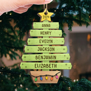 L'amour fait la famille - Décoration de Noël personnalisée pour la famille - Forme en bois personnalisée - Cadeau de Noël pour les membres de la famille