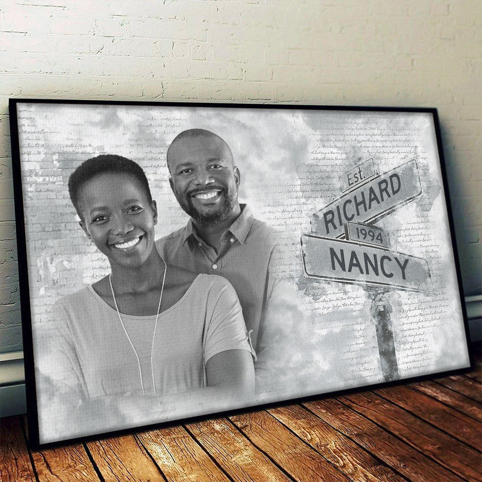 Photo personnalisée « Je t'aime » - Affiche horizontale personnalisée pour couple - Cadeau pour mari et femme, anniversaire