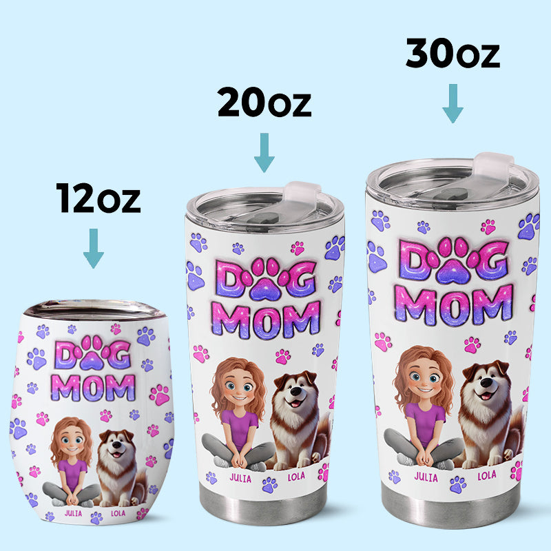 Furry Friends, Full Heart - Dog & Cat Personalized Custom 3D Inflated Effect Printed Tumbler - Gift For Pet Owners, Pet Lovers