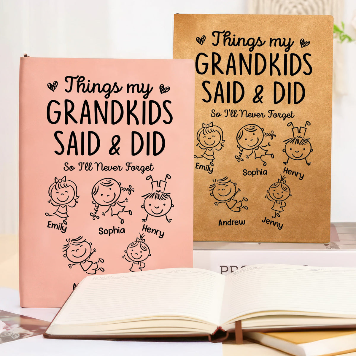 Custom Leather Writing Journal - Personalized Birthday Gifts For Grandma, Grandpa - Grandkids Are Pure Joy