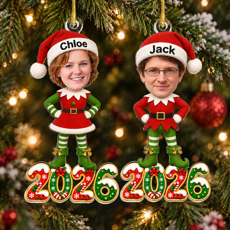 Custom Photo Elf Christmas Gifts for Kids, Baby - Personalized Ornament