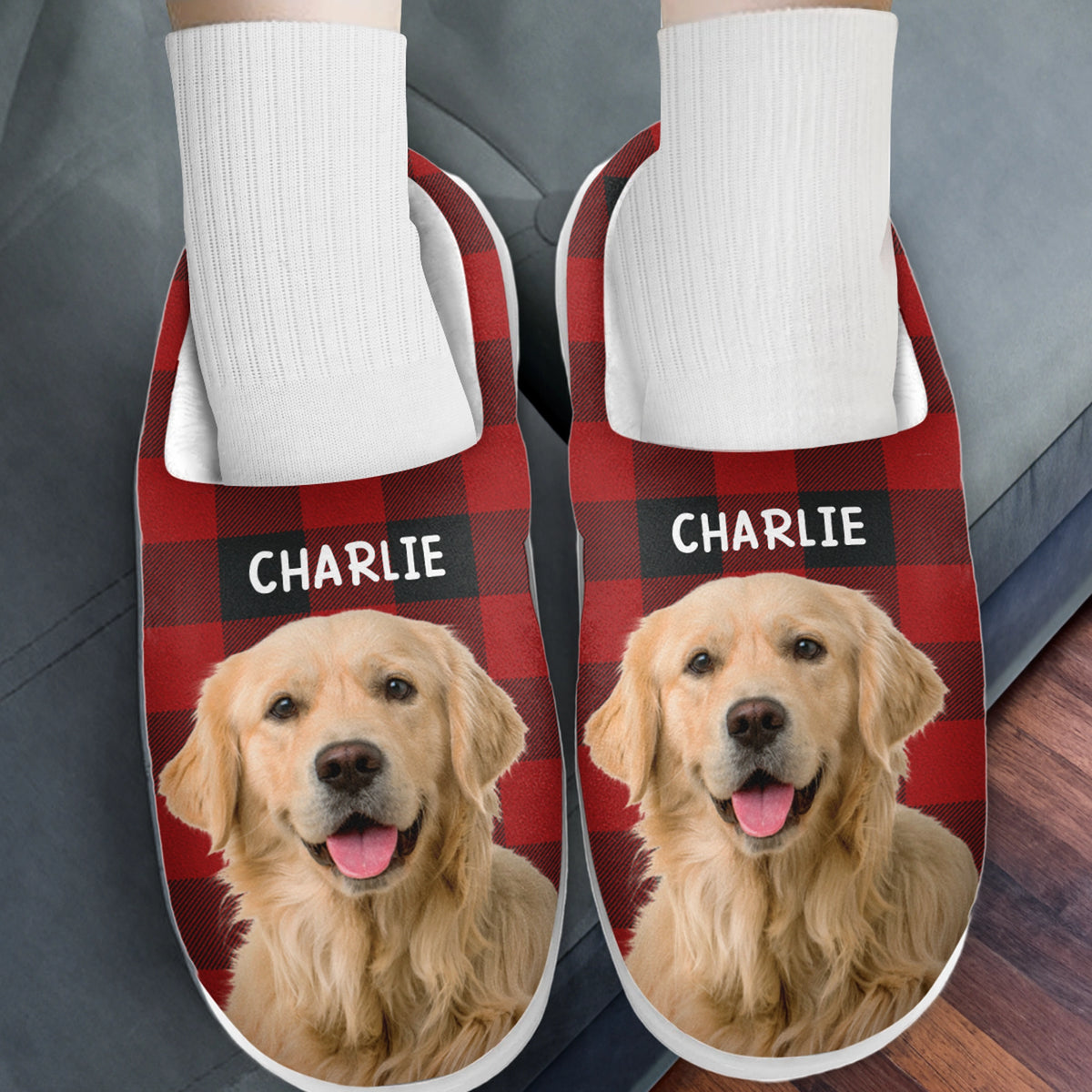 Custom Photo Fluffy Slippers - Personalized Birthday Gifts For Dog Cat Lovers, Dog Dad And Mom, Cat Owners - Happiness Is A Warm Puppy