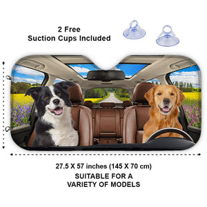 Custom Photo Have Fun Together - Dog & Cat Personalized Custom Auto Windshield Sunshade, Car Window Protector - Gift For Pet Owners, Pet Lovers