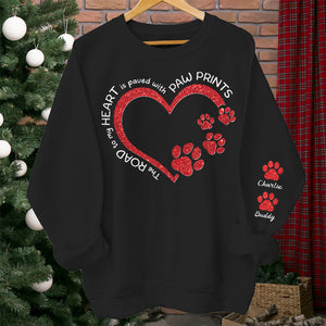 The Road To Dog Mom Heart - Dog & Cat Personalized Custom Unisex Sweatshirt With Design On Sleeve - Sympathy Gift, Gift For Pet Owners, Pet Lovers