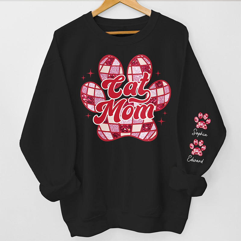 Be A Happy Fur Mom - Dog & Cat Personalized Custom Unisex Sweatshirt With Design On Sleeve - Gift For Pet Owners, Pet Lovers