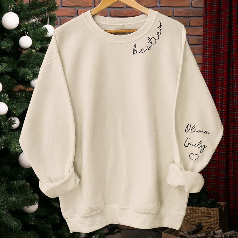 Different But Best Friends - Bestie Personalized Custom Unisex Sweatshirt With Design On Sleeve - Gift For Best Friends, BFF, Sisters