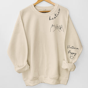 Besties Forever- Bestie Personalized Custom Unisex Sweatshirt With Design On Sleeve - Gift For Best Friends, BFF, Sisters