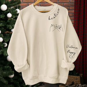 Besties Forever- Bestie Personalized Custom Unisex Sweatshirt With Design On Sleeve - Gift For Best Friends, BFF, Sisters