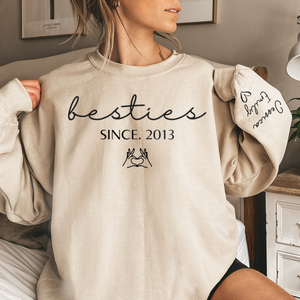 A Pinky Promise Of Us - Bestie Personalized Custom Unisex Sweatshirt With Design On Sleeve - Gift For Best Friends, BFF, Sisters