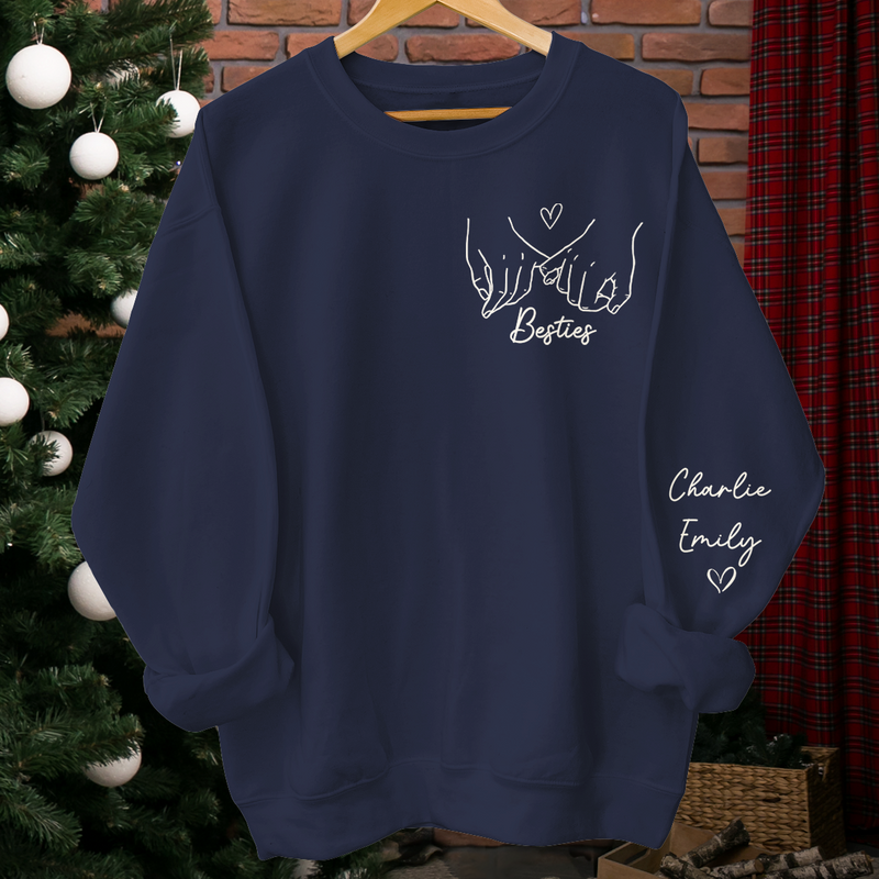 Pinky Promise - Bestie Personalized Custom Unisex Sweatshirt With Design On Sleeve - Gift For Best Friends, BFF, Sisters