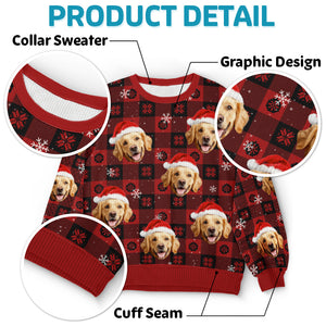 Sweat-shirt personnalisé avec photo « Paw La-La-La-La ! » pour chien et chat – Pull unisexe en laine – Cadeau de Noël pour propriétaires et amoureux des animaux