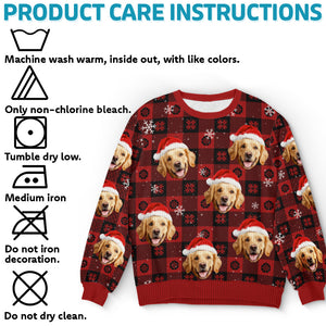 Sweat-shirt personnalisé avec photo « Paw La-La-La-La ! » pour chien et chat – Pull unisexe en laine – Cadeau de Noël pour propriétaires et amoureux des animaux