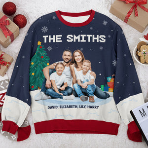 Custom Photo Best Family Ever - Family Personalized Custom Ugly Sweatshirt - Unisex Wool Jumper - Christmas Gift For Family Members