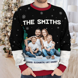 Custom Photo Best Family Ever - Family Personalized Custom Ugly Sweatshirt - Unisex Wool Jumper - Christmas Gift For Family Members