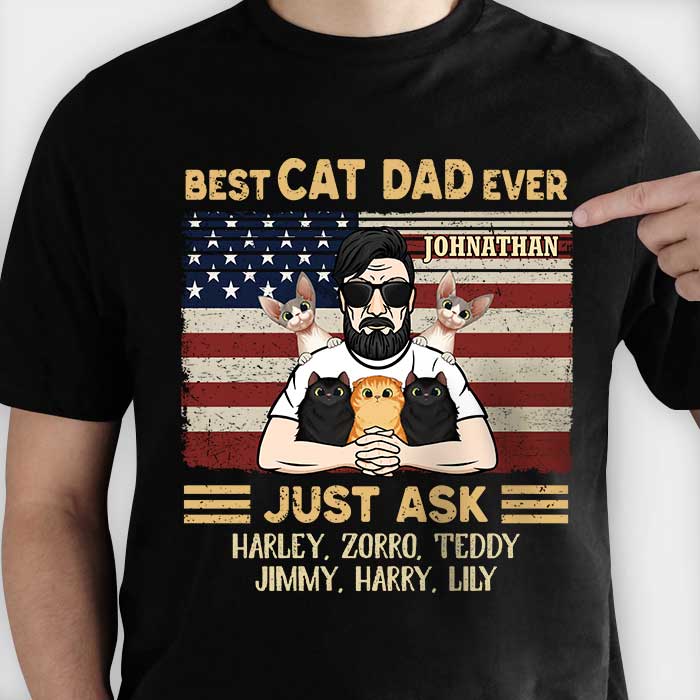 Best Cat Dad Ever - Gift For Dads - Personalized Unisex T-Shirt
