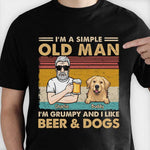 Custom Name Funny Old Man Beer and Dog Gifts for Men - Personalized Apparel
