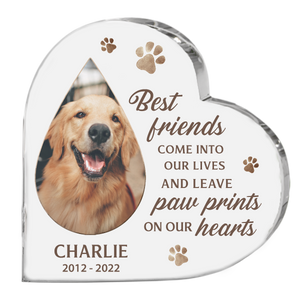 Custom Photo Best Friends Come Into Our Lives - Memorial Personalized Custom Heart Shaped Acrylic Plaque - Sympathy Gift, Gift For Pet Owners, Pet Lovers