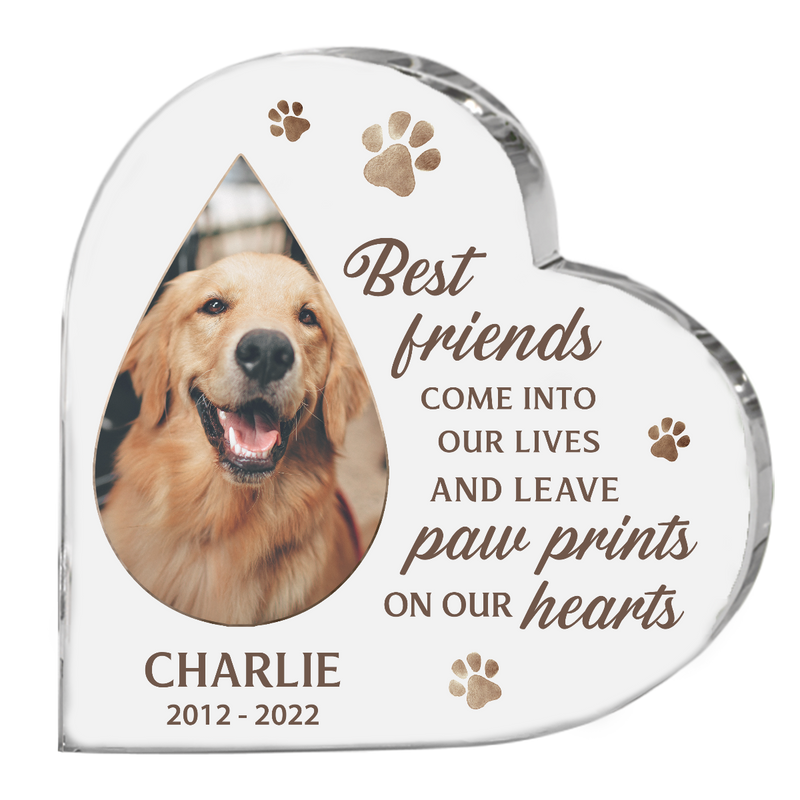 Custom Photo Best Friends Come Into Our Lives - Memorial Personalized Custom Heart Shaped Acrylic Plaque - Sympathy Gift, Gift For Pet Owners, Pet Lovers