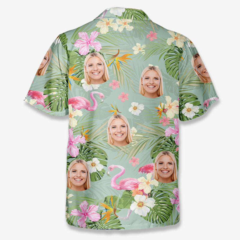 Custom Photo Summer Time Light Green & Pink Style - Family Personalized Custom Unisex Tropical Hawaiian Aloha Shirt - Summer Vacation Gift, Gift For Family Members